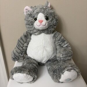 Vibrating Plush Cat Gray & White Stuffed Animal 14" – Soft Massaging Kitty Toy